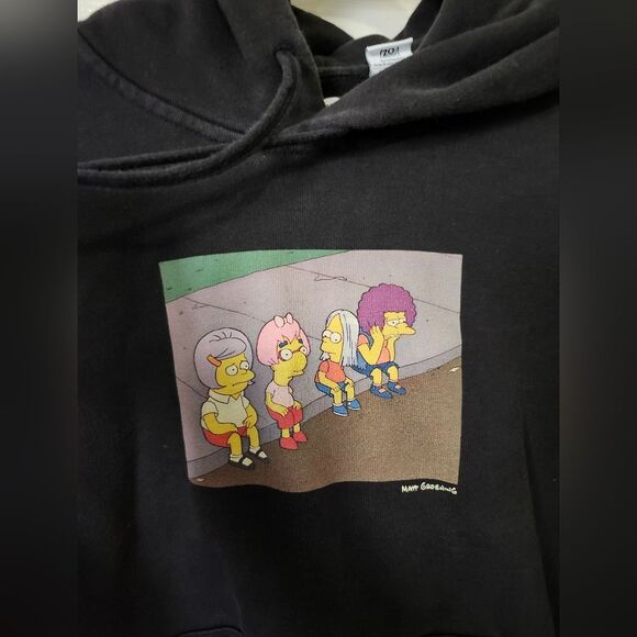 Levis x The Simpsons Unisex Wigs Cartoon Black Graphic Hoodie XS - Picture 4 of 13